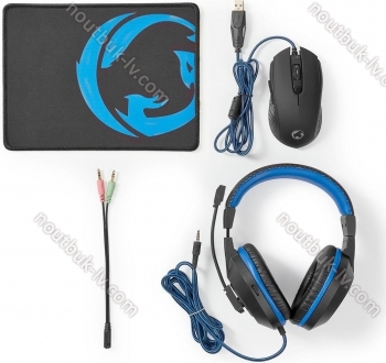 Nedis Evnor 3-in-1 Gaming Combo kit with Mouse, mousepad and headset, black/blue, USB