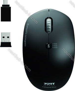 Port Designs wireless rechargeable Mobility Mouse, USB/Bluetooth