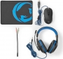 Nedis Evnor 3-in-1 Gaming Combo kit with Mouse, mousepad and headset, black/blue, USB (GCK31100BK)