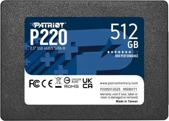 Patriot P220 512GB, 2.5" / SATA 6Gb/s