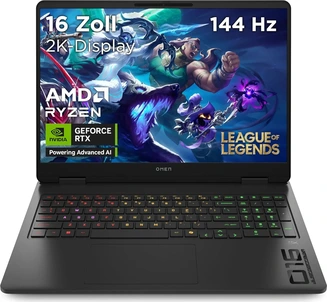 HP OMEN Gaming Laptop 16-ap0191ng, Shadow Black, Ryzen 9 8940HX, 32GB RAM, 1TB SSD, GeForce RTX 5060