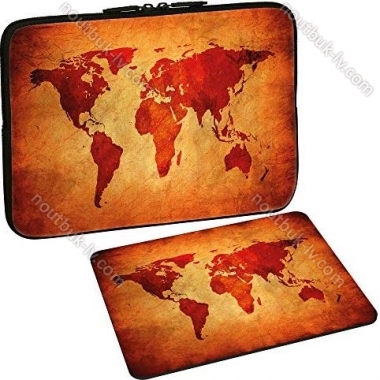 Pedea Design neoprene brown global map 15.6" sleeve