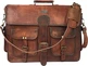 Cuero 16" Vintage leather messenger bag Dark Brown, brown