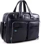 Piquadro Blue square expandable short handle laptop case blue