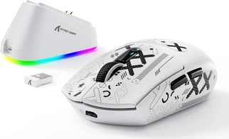 Attack Shark G3Pro Tri-mode wireless Gaming Mouse with charging station, white, incl. Grip Tape, USB/Bluetooth