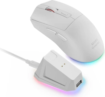 Mars Gaming MM-T3 Tri-Mode wireless with charging station, white, USB/Bluetooth