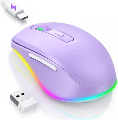 Seenda rechargeable wireless RGB Mouse with Jiggler function, фиолетовый, USB