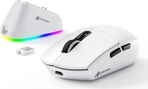 Attack Shark G3Pro Tri-mode wireless Gaming Mouse with charging station, white, USB/Bluetooth