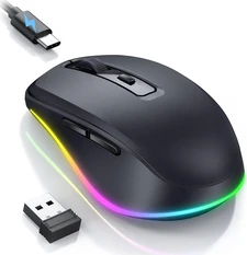 Seenda rechargeable wireless RGB Mouse with Jiggler function, черный, USB