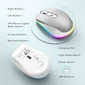 Seenda rechargeable wireless RGB Mouse with Jiggler function, серебро/белый, USB