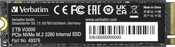 Verbatim Vi3000 PCIe NVMe SSD 2TB, M.2 2280 / M-Key / PCIe 3.0 x4