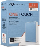 Seagate One Touch Portable HDD, Light Blue, 4TB, +Rescue, USB 3.0 Micro-B