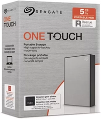 Seagate One Touch Portable HDD with Password, Silver, 5TB, +Rescue, USB 3.0 Micro-B