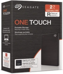 Seagate One Touch Portable HDD, Black, 2TB, +Rescue, USB 3.0 Micro-B